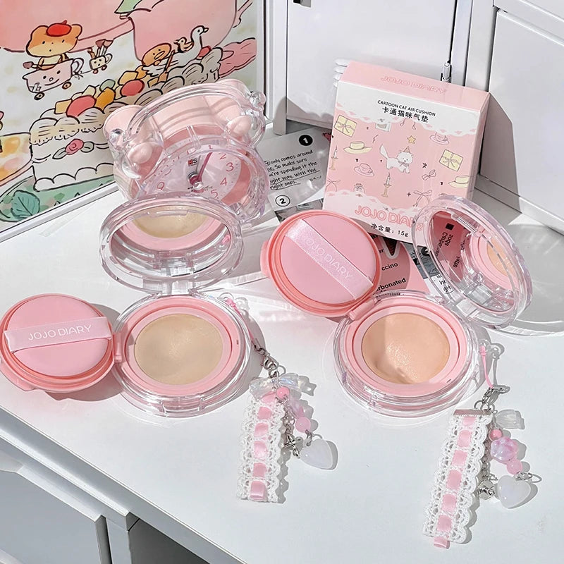 Cute Cat Air Cushion Compact Cream Hydrated High Coverage Foundation Oil Control Concealer BB Cream Korean Makeup Base Cosmetic - AliExpress 66