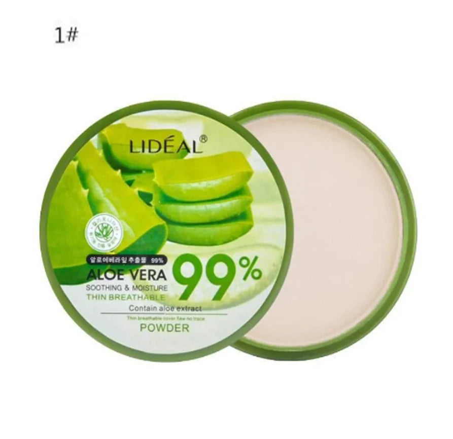 Aloe Essence Powder Compact, Lightweight Breathable Setting Powder Oil Control Concealer Long Lasting Matte Face Makeup Cosmetic