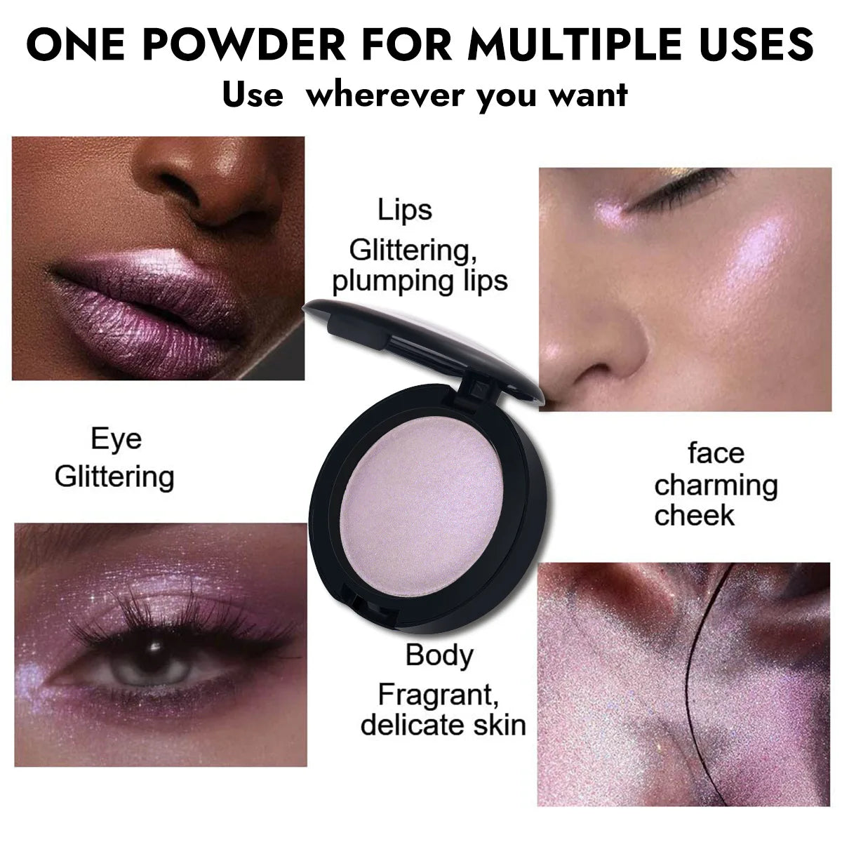 MISS ROSE Round Creamy Highlight Contour Palette, Skin-friendly Shiny Effect, Face Contour Modification Daily Makeup Cosmetic