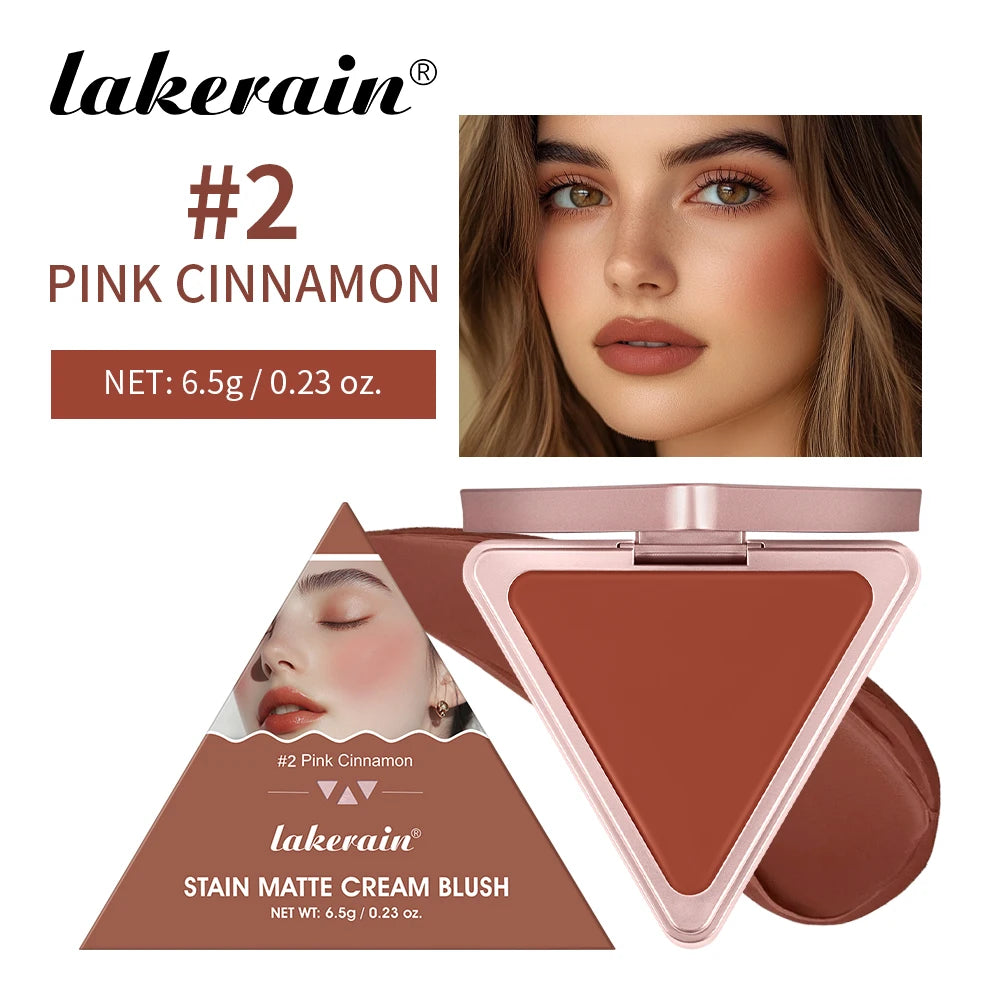Lakerain Matte Cream Blusher Long-lasting Natural Makeup Triangle Box Design Oil-Resistant High Pigment Cream Blush Plate - AliExpress 66