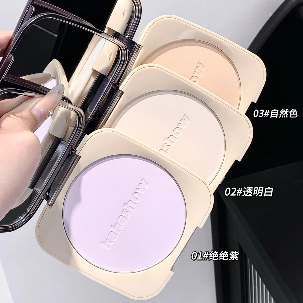 Large Box 18g Multifunctional Setting Powder (Oil Control, Waterproof, Purple Brightening) with Mirror Portable Makeup Cake