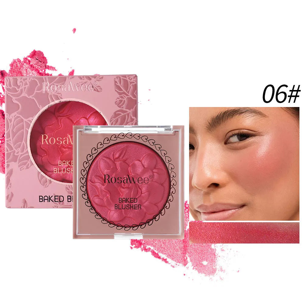 Flower Embossed Mashed?potato Baked Blush, Sparkling Pearlescent Rouge, 3D Shimmer Brightening Long?lasting Facial Makeup - AliExpress 66