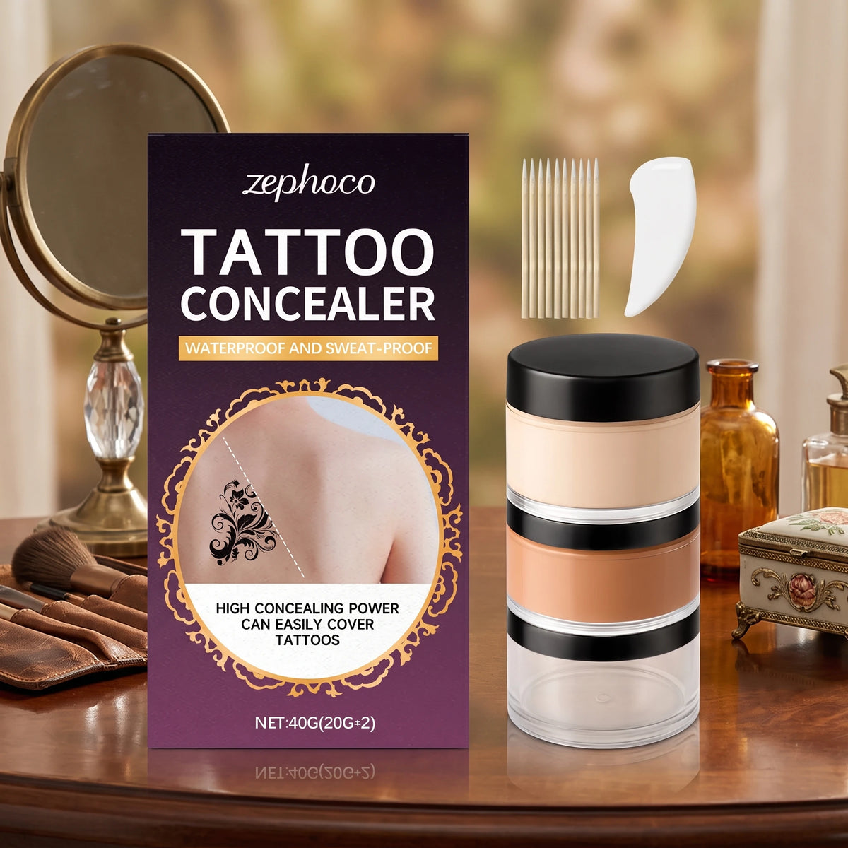 Tattoo Concealer Full Coverage Concealer for Tattoos Scars Even Skin Tone Waterproof Cover Acne Scarring Sweatproof Body Makeup