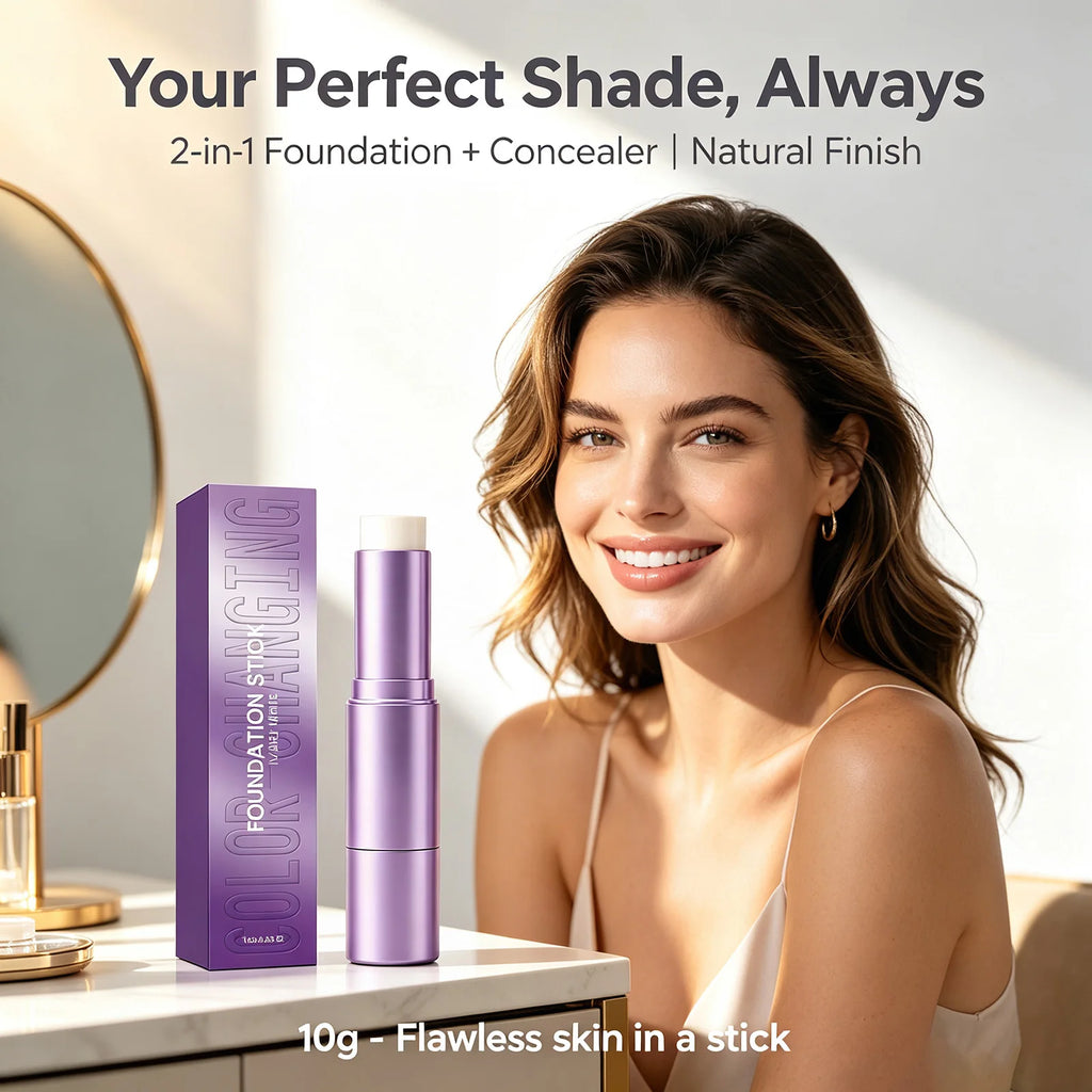3 Color Changing Foundation 2 in 1 Concealer with Brush for Hydrating Long Lasting Matte Base Makeup Light Coverage Concealer