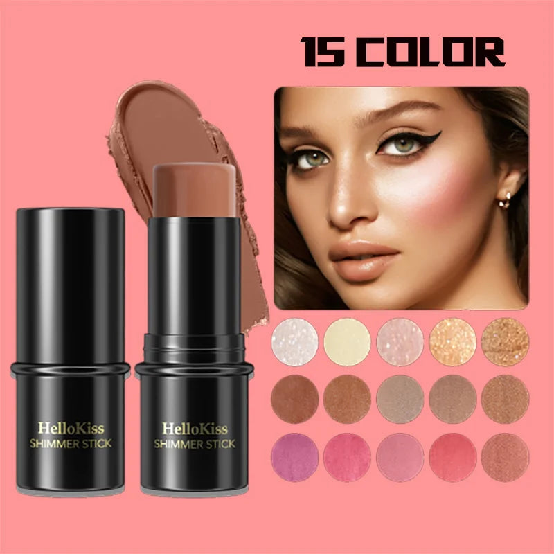 15 Color Waterproof Shimmer Face Bronzer Highlighters Glitter Corrector Contour Illuminator Stick Creamy Blush Makeup Cosmetics - AliExpress 66