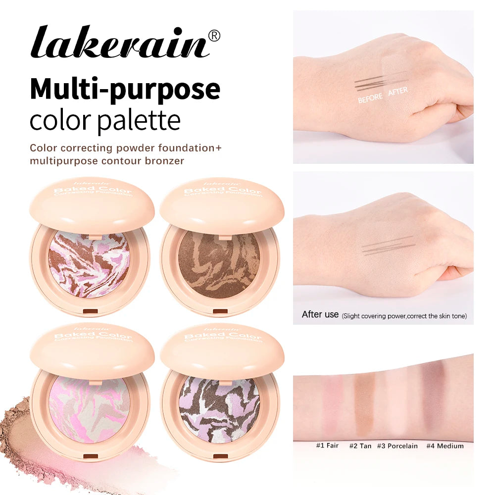 Matte Baked Color Correcting Foundation Bronzer Pressed Powder Compact Long Lasting Oil Control Loose Setting Powder Foundation - AliExpress 66