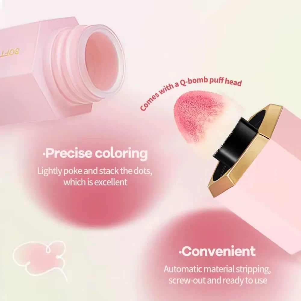 TVLV Water Light 6 Colours Velvet Liquid Blush Sponge Head Blusher Natural Lasting Brighten Facial Contour Blush Tint Makeup