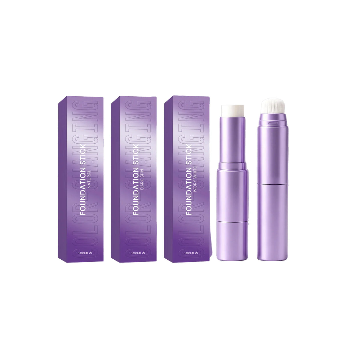 2in1 Dual Head Color Changing Foundation Stick High Coverage Concealer Waterproof Sweatproof Long Lasting Smooth Base Makeup