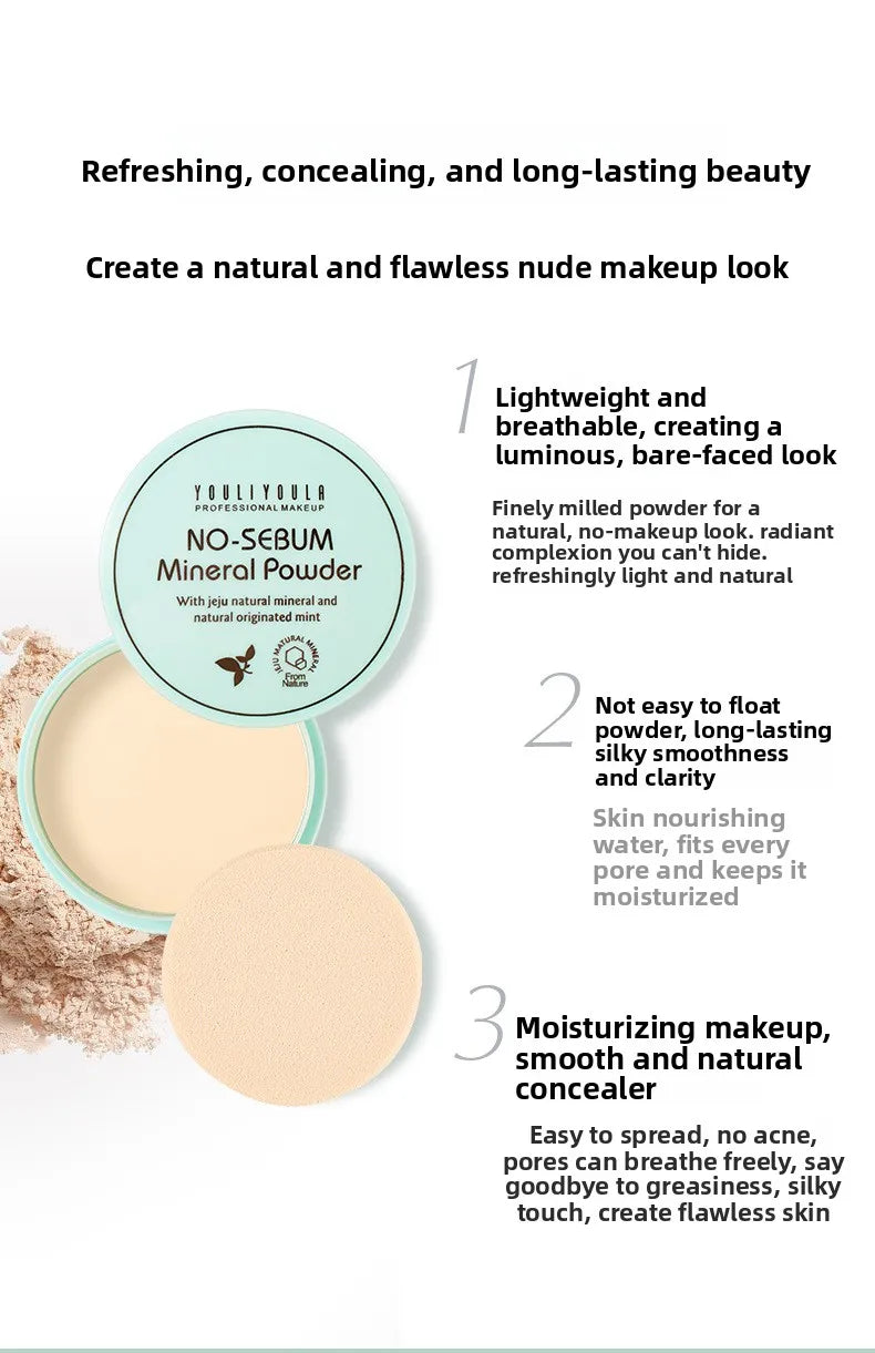 Long Lasting Sweatproof Setting Powder Compact, Oil Control Waterproof Makeup Powder Anti Smudge Face Cosmetic Makeup