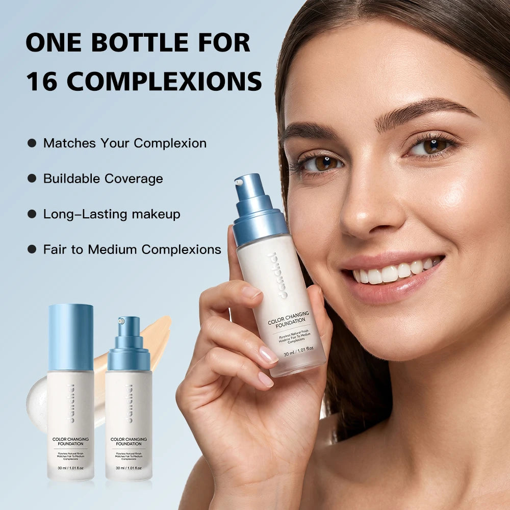Color Changing Foundation Deep Hydration 12h Hold Makeup Intelligent Adaptation Skin Color Even Skin Tone Foundation Cosmetics