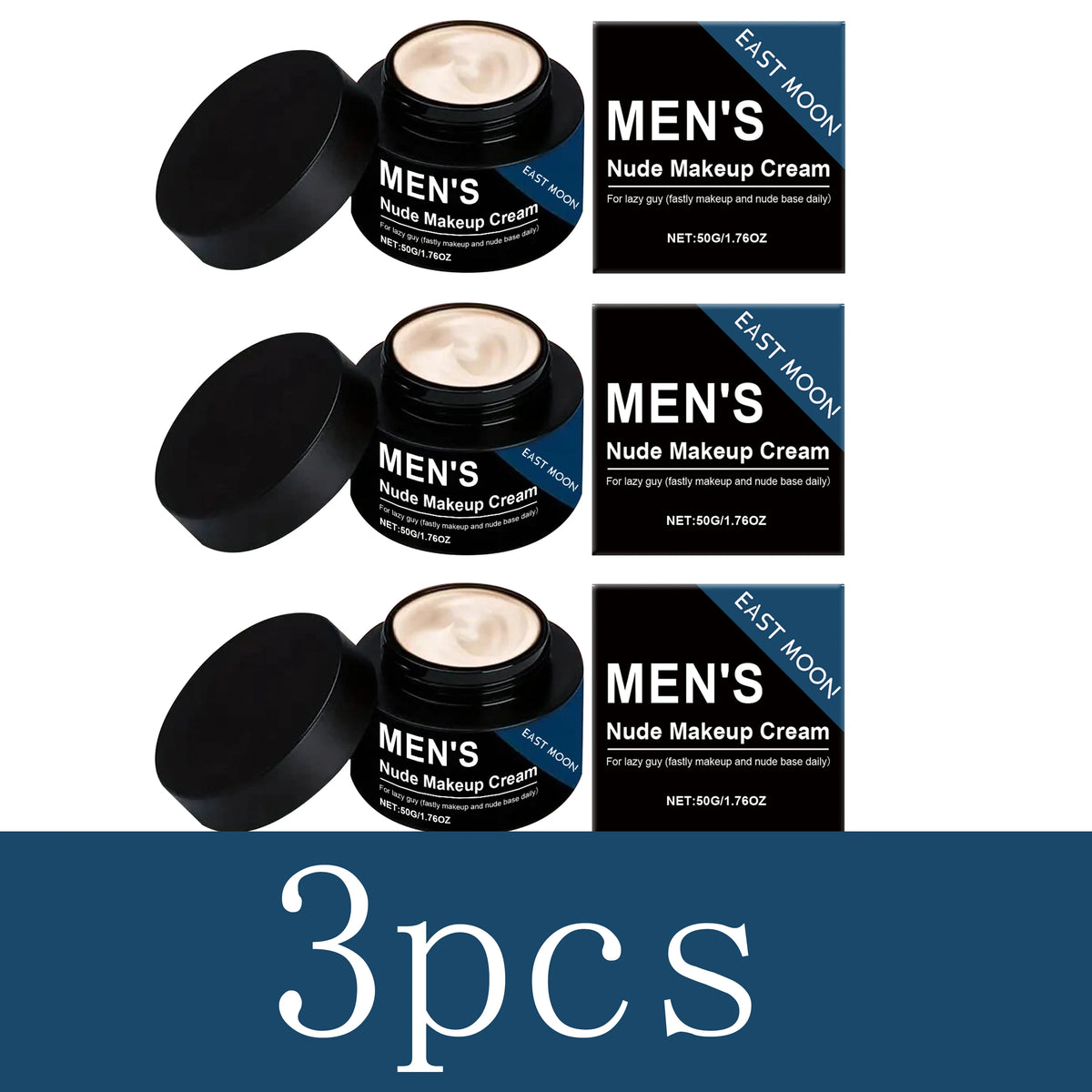 East Moon Men's Nude Makeup Cream, Natural Light Coverage BB Cream, Quick Daily Lazy Face Cream for Men, Evens Skin Tone