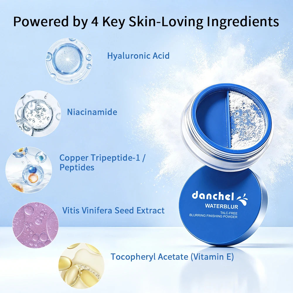 Water Blur Talc-Free Blurring Finishing Powder Long Moisturizing Smooth Refined Even Skin Soft Focus Hides Pores Setting Powder