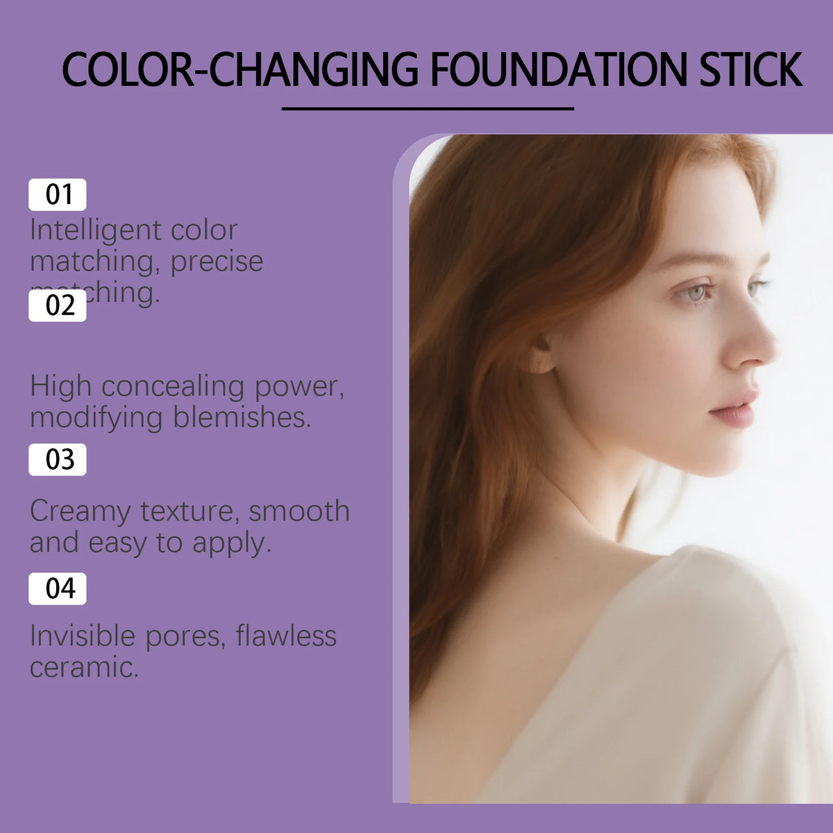 2 in 1 Color Changing Foundation Stick With Brush Ivory White Natural Color Dark Skin Tone Full Coverage Concealer Base Makeup
