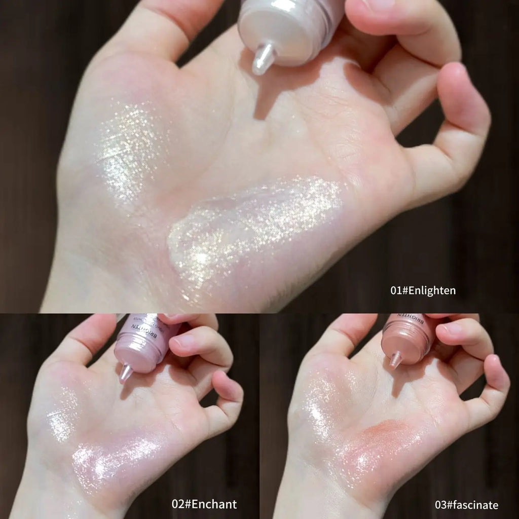 Herorange Shimmer Liquid Blush Highlighter, Dewy Watery Smooth Texture, Easy Blend Natural Brightening Daily Face Makeup