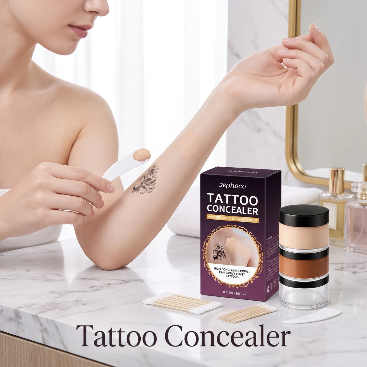 Tattoo Concealer Full Coverage Concealer for Tattoos Scars Even Skin Tone Waterproof Cover Acne Scarring Sweatproof Body Makeup