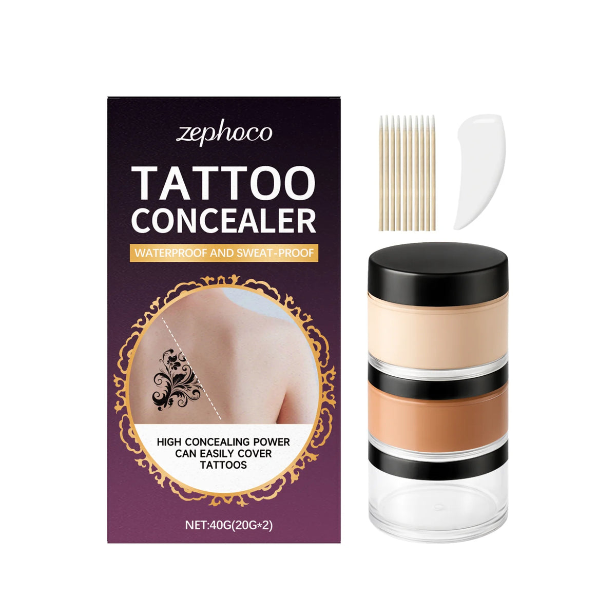Tattoo Concealer Full Coverage Concealer for Tattoos Scars Even Skin Tone Waterproof Cover Acne Scarring Sweatproof Body Makeup