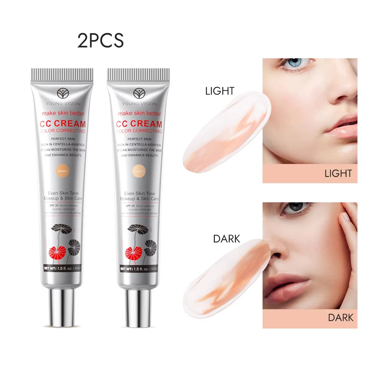 YOUNG VISION 2-Color Light Delicate Repair Color Change Isolation CC Cream Watery Thin Natural Nude Sunscreen Concealer Liquid - AliExpress 66