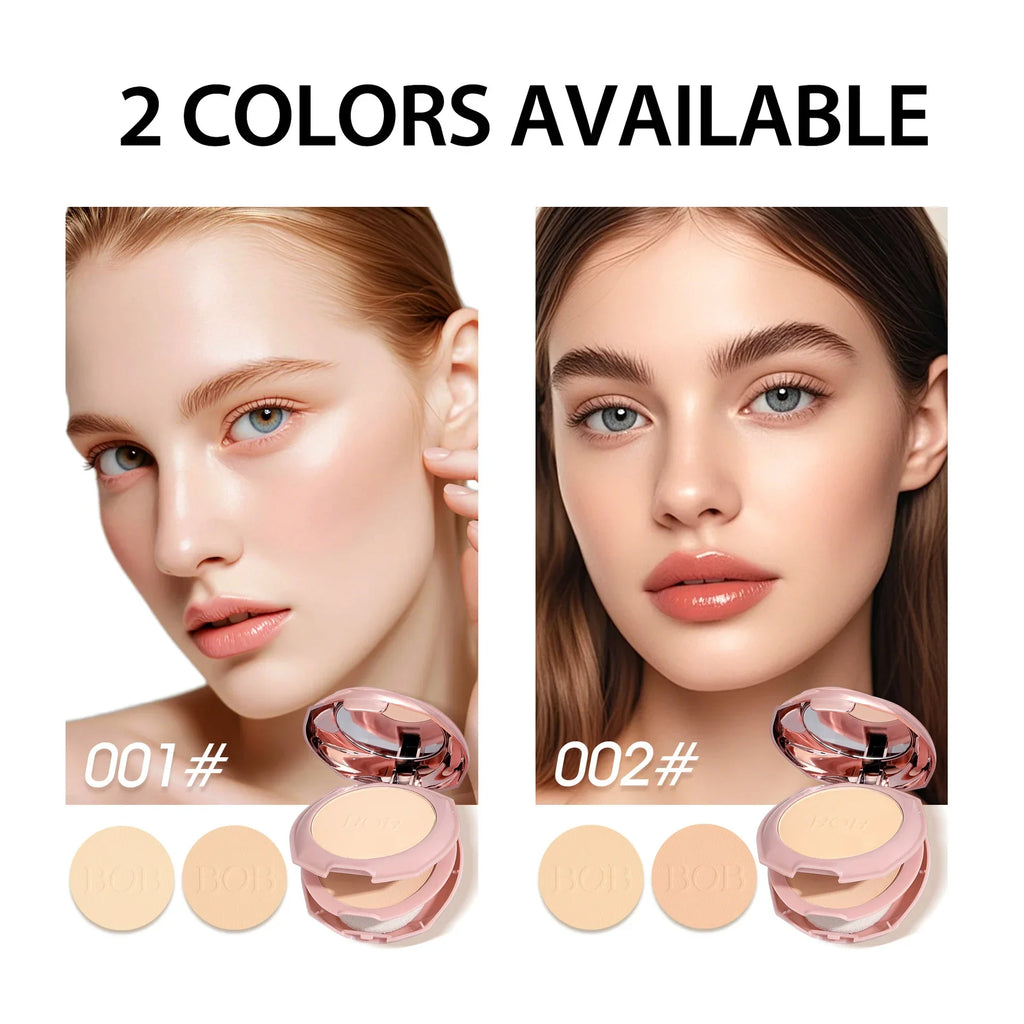 BOB Long Wear Matte Pressed Powder Oil Control Concealer Brightening Portable Touch Up Dual Layer Powder