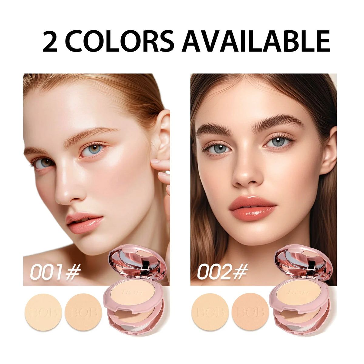 BOB Long Wear Matte Pressed Powder Oil Control Concealer Brightening Portable Touch Up Dual Layer Powder
