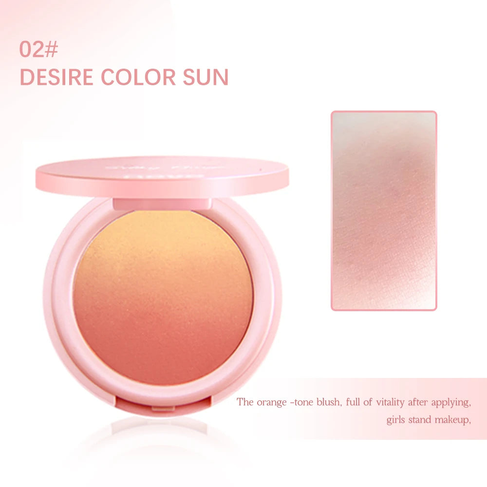 NOVO Sweet Pink Portable Gradual Change Powder Blusher Soft Daily Vitalizing Color for Makeup