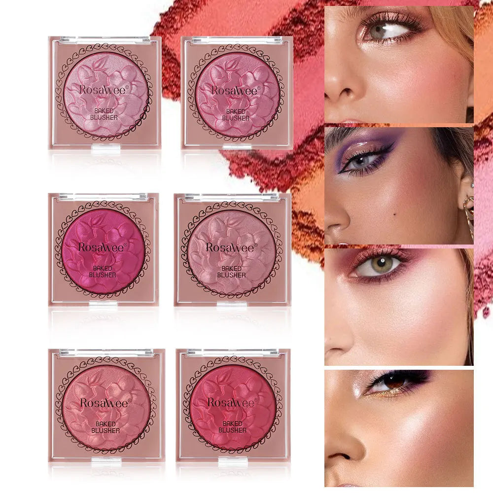 Flower Embossed Mashed?potato Baked Blush, Sparkling Pearlescent Rouge, 3D Shimmer Brightening Long?lasting Facial Makeup - AliExpress 66