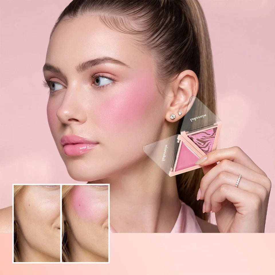 Dual Color Triangle Blush Palette, Matte & Shimmer Blendable Cheek Blush Powder, Long Lasting Natural Flush Face Blush Makeup - AliExpress 66