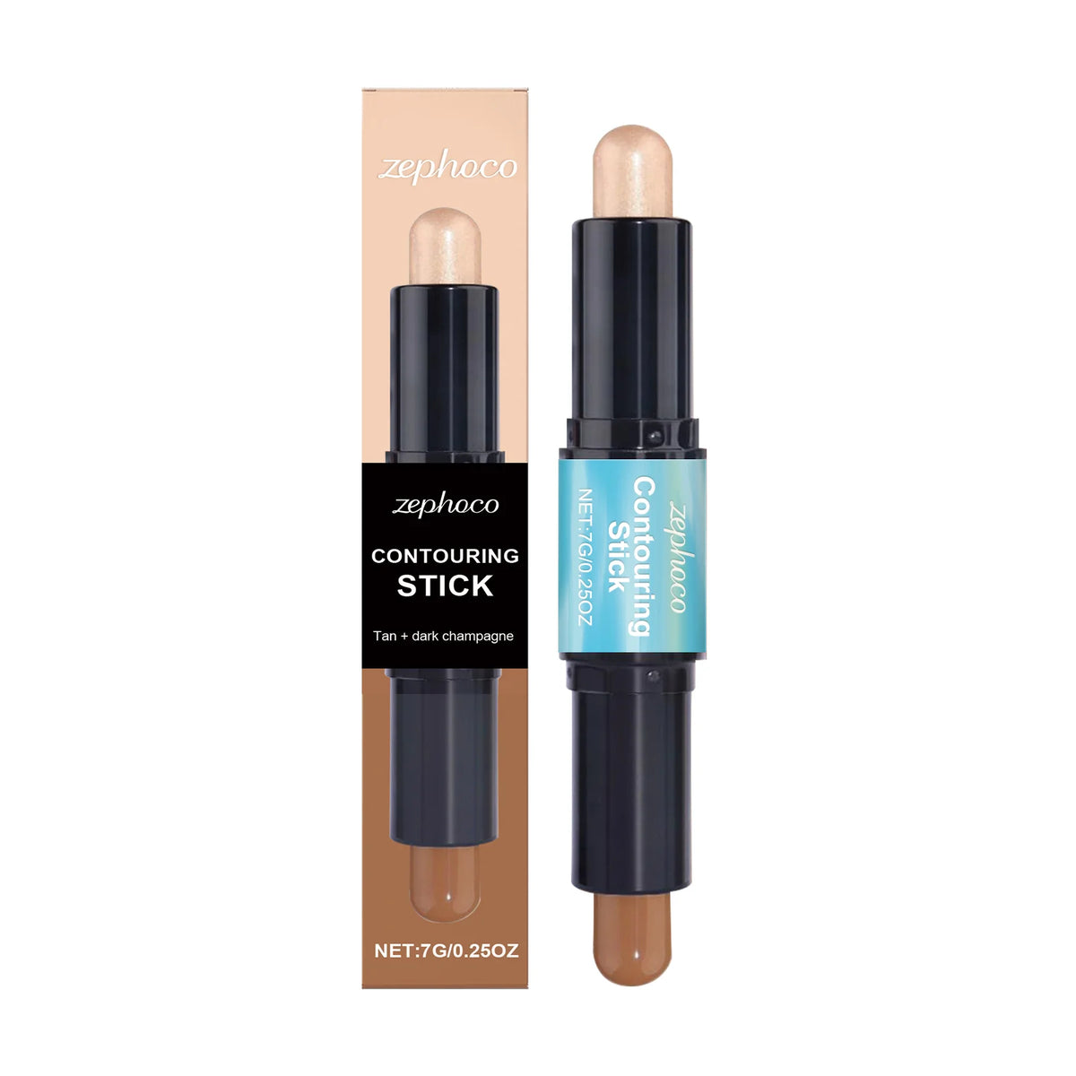 2 in 1 Contouring Stick Brighten and Plump Face Natural Contouring of Facial Contours Waterproof Long-Lasting Highlight Makeup