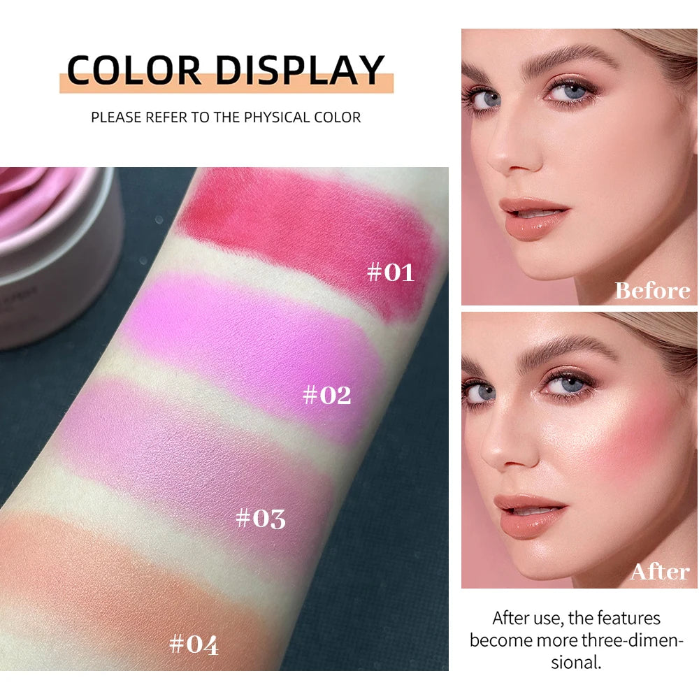 4 Color Rose Petal Blush Makeup Matte Natural Waterproof Highgloss Contour Set Flower Blusher Pigment Face Blush Makeup Cosmetic - AliExpress 66