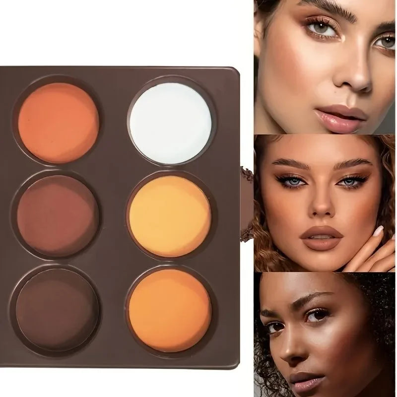 6-Color Powder Contouring Tray Long-Lasting Waterproof Contoured Highlighter Makeup Palette Smooth Illumination Sculpt V-Face - AliExpress 66