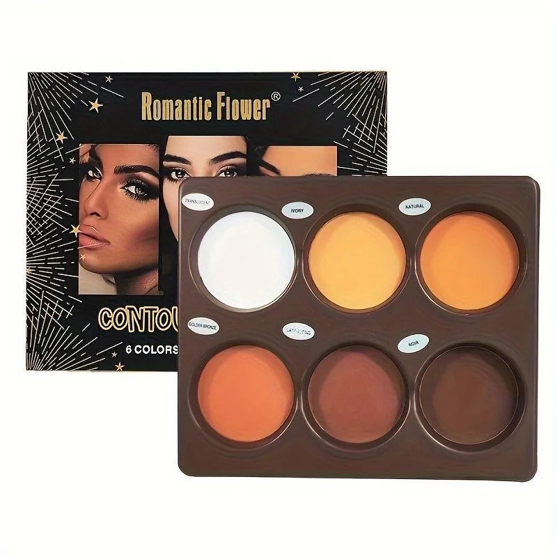 6-Color Powder Contouring Tray Long-Lasting Waterproof Contoured Highlighter Makeup Palette Smooth Illumination Sculpt V-Face - AliExpress 66