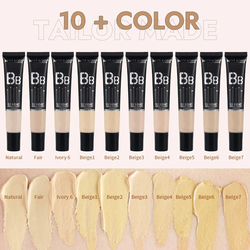 MISS ROSE 30ml BB Cream Lightweight Hydrating Foundation Conceals Blemishes Evens Skin Tone Makeup For Daily Facial Cosmetics