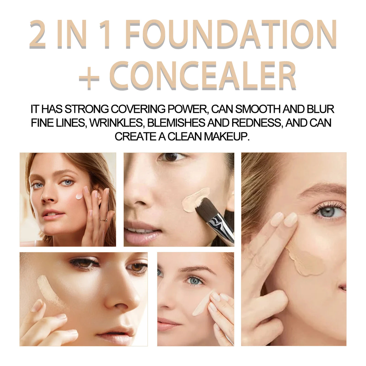 EELHOE 2 in 1 Concealer Foundation Dark Circle Cover Blemish Brighten Face Corrector Double Head Concealer High Coverage Makeup - AliExpress 66