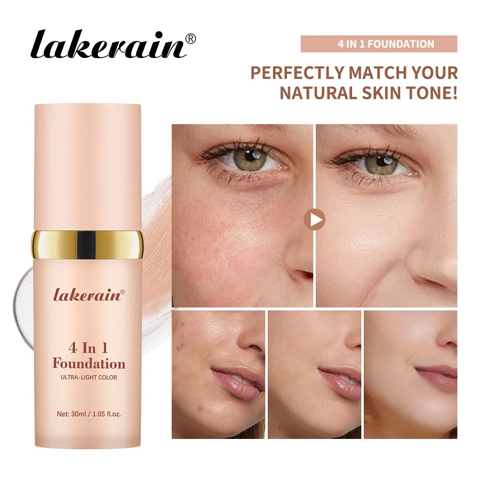 4in1 Foundation Liquid Hydrating Full Coverage Concealer SPF30 Long-wearing Waterproof Even Skin Tone Foundation Face Cosmetics - AliExpress 66