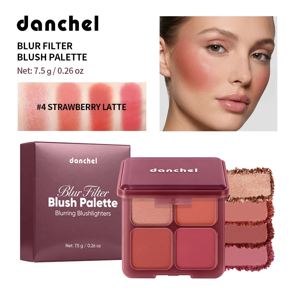 Blur Filter Blush Palette Soft-focus Blurred Filtered Matte Finish Lightweight Smooth Blendable 3 Blushes 1 Highlighter Palette