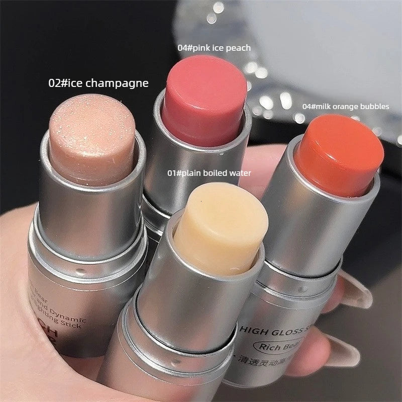 Highlighter Stick - Dewy Finish, Contour & Blush 3-in-1, Natural Glow with Fine Shimmer, Affordable Makeup Stick