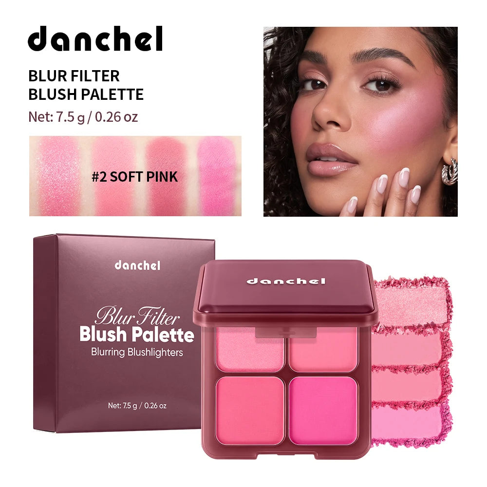Blur Filter Blush Palette Soft-focus Blurred Filtered Matte Finish Lightweight Smooth Blendable 3 Blushes 1 Highlighter Palette