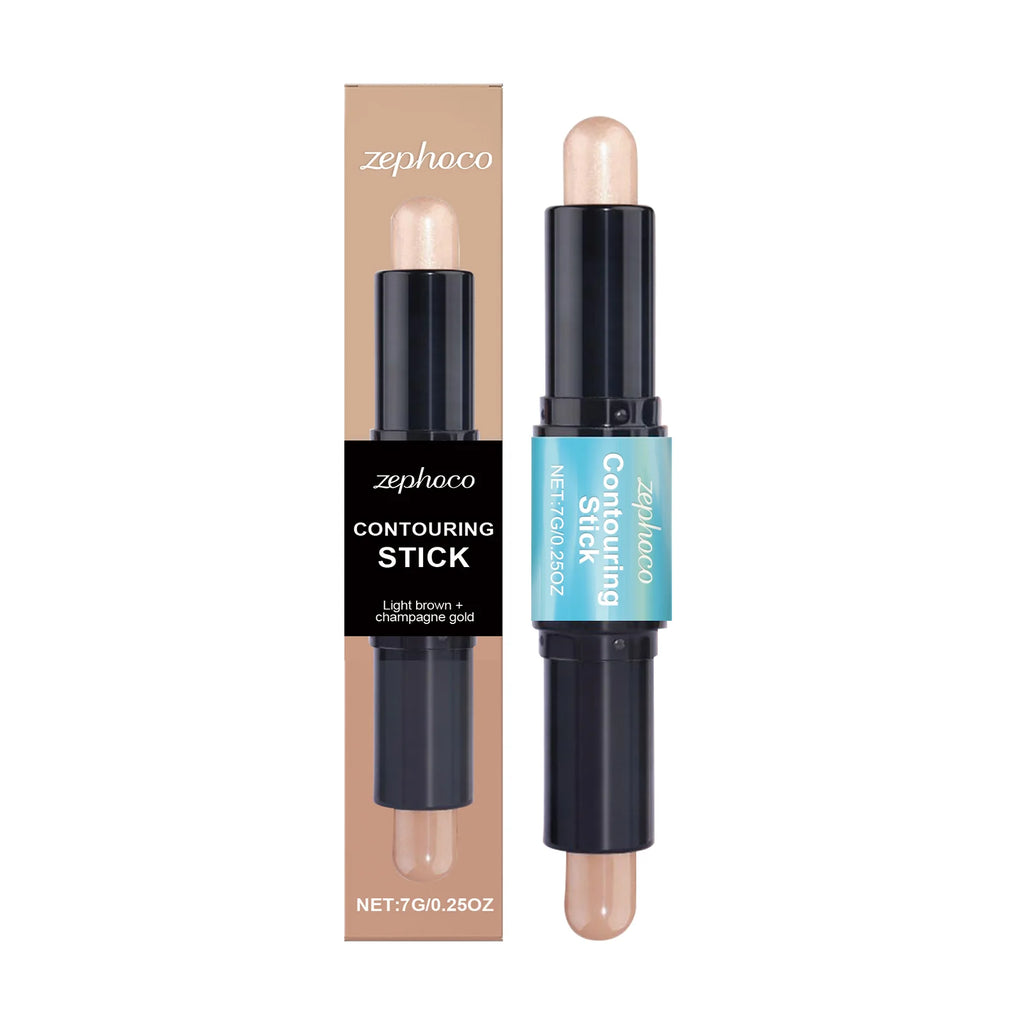 2 in 1 Contouring Stick Brighten and Plump Face Natural Contouring of Facial Contours Waterproof Long-Lasting Highlight Makeup