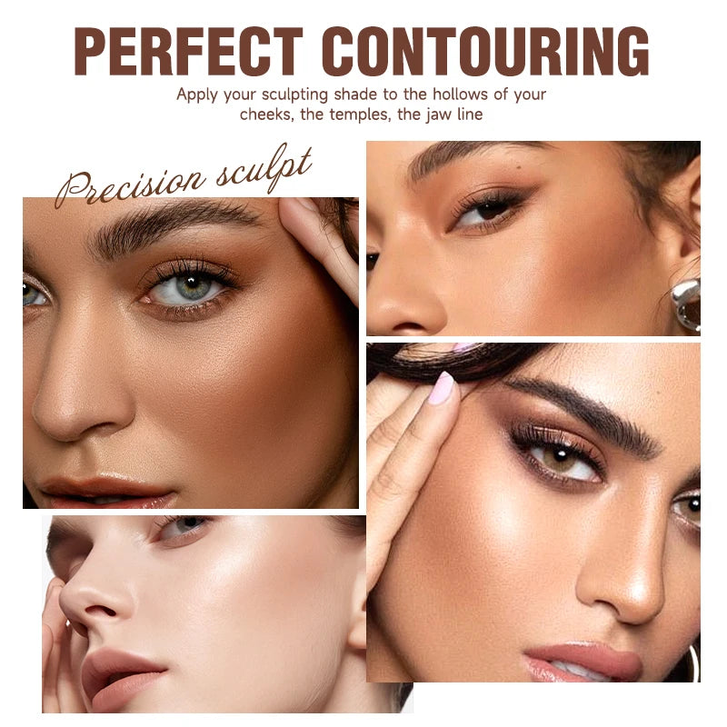 Tvlv Dual-Head Sponge Liquid Contour Stick Matte Natural 3D Sculpting Nose Shadow Side Shadow Cream for Beginners Easy Facial Contour Highlighting Concealer Contouring Liquid 4 Colors Available