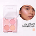 Herorange Sweet Glow 4-Color Blush Palette, Silky Blendable Powder, Multi Shades Buildable Soft Flush Daily Cheek Makeup