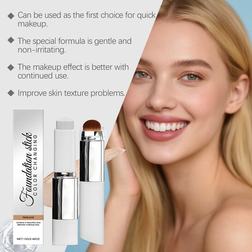 Natural Color 2-in-1 Color-Changing Foundation Stick - Lightweight, Hydrating Formula for Sheer Coverage and Long-Lasting Wear