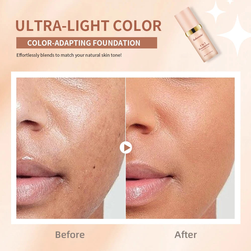 4 In 1 Color Changing Foundation Hydrating Moisturizing Long Lasting Waterproof Travel Full Coverage Makeup Base Smooth Natural Skin Tone Daily Facial Make Up Concealer Primer - AliExpress 66