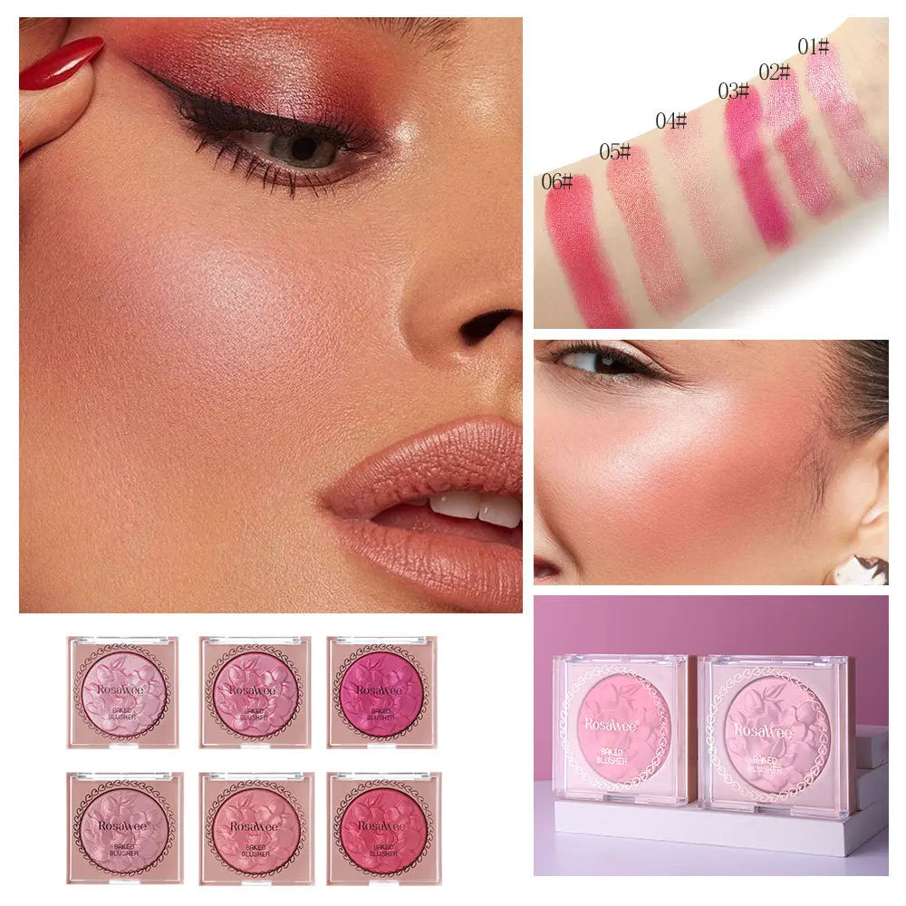 Flower Embossed Mashed?potato Baked Blush, Sparkling Pearlescent Rouge, 3D Shimmer Brightening Long?lasting Facial Makeup - AliExpress 66