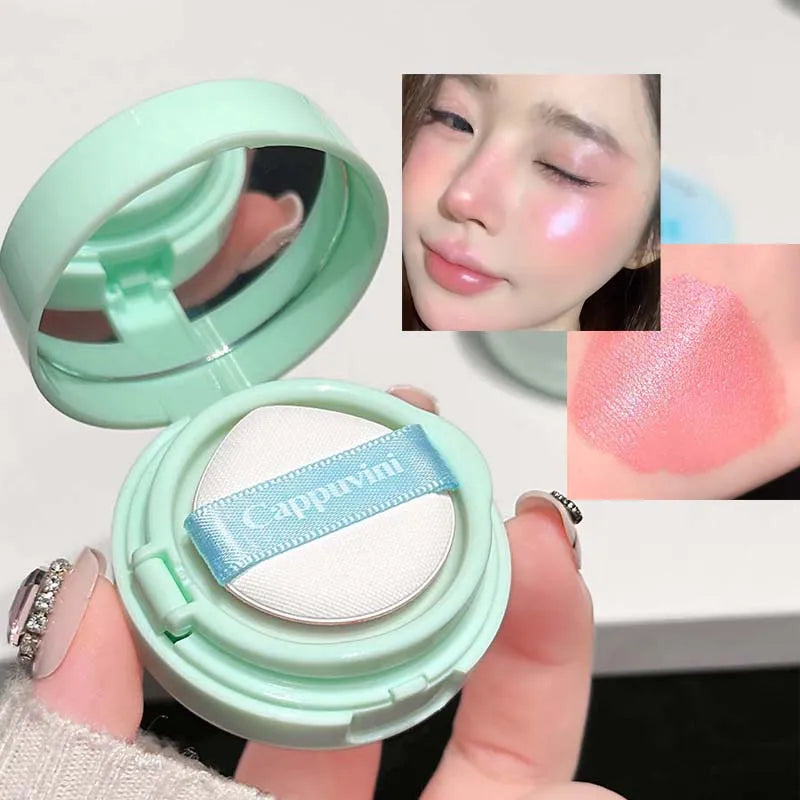 4 Colors Natural Water Light Air Cushion Blush Cream Long Lasting Waterproof Tangerine Daily Face Contour Mousse Blusher Makeup