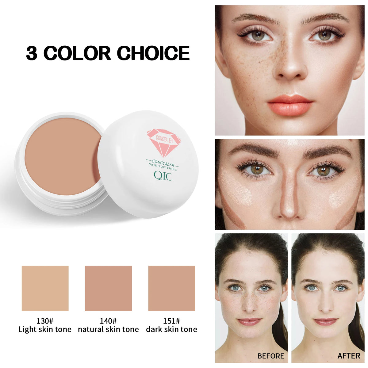 QIC Waterproof & Sweatproof Concealer Cream - Tattoo Coverage, Long-Lasting Foundation, Natural, Full Coverage, All Skin Types - AliExpress 66