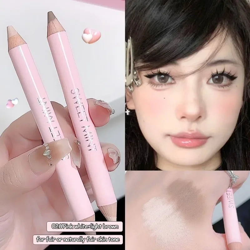Double Ended Highlighting Contouring Stick 2-in-1 Highlight and Shadow Pen Face Gray Brown 3D Nose Shadow Bronzers Makeup Pencil - AliExpress 66