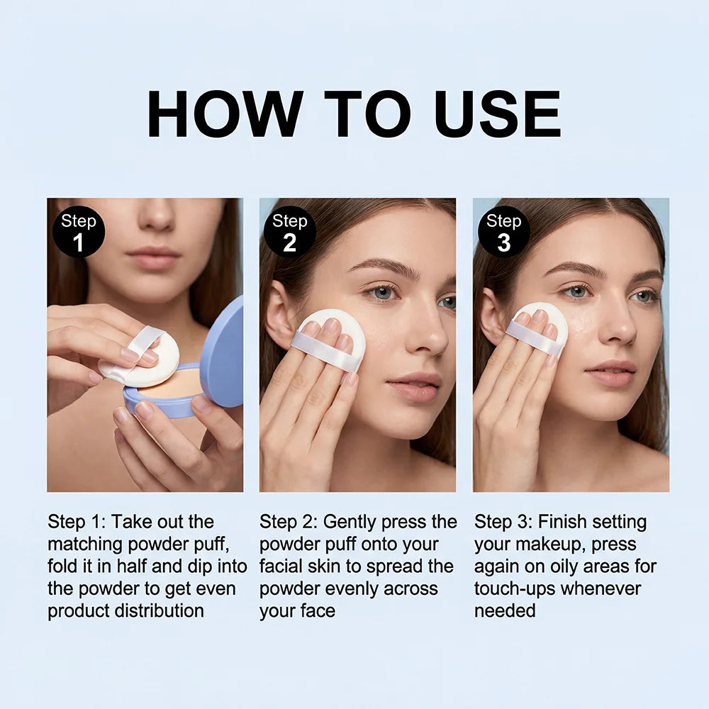 Waterproof Sweatproof Setting Powder Brightens Conceals Natural OilControl Invisible Pores Lasting Matte FullCoverage