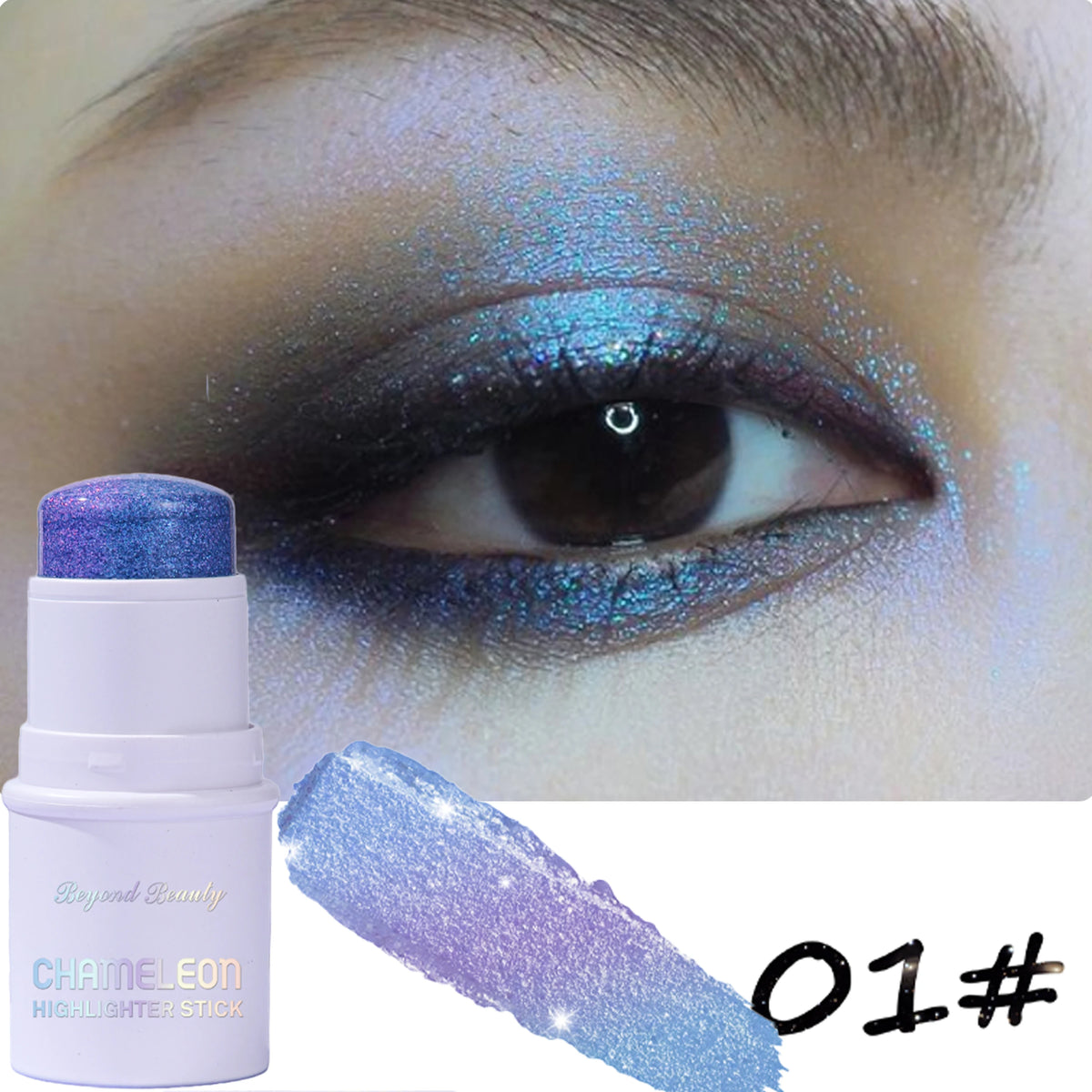 Chameleon Holographic Glitter Shimmer Stick,Makeup for Face and Body,Color Changing Under Light,Long Lasting Highly Pigmented - AliExpress 66
