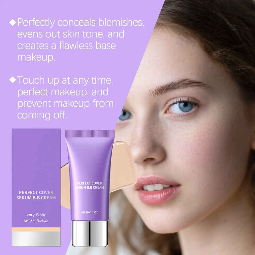BB Cream Foundation Cream Concealer Lightweight Natural Base Makeup Oil Waterproof Hyaluronic Acid Color Correcting Long Lasting