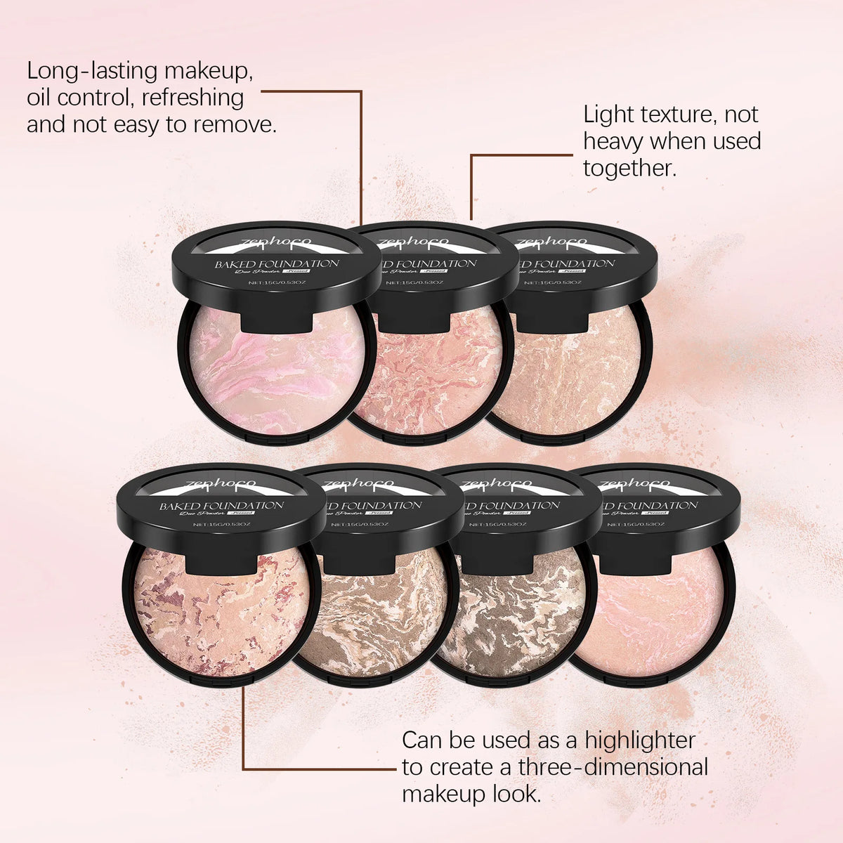 Matte Powder Foundation Natural Finish Baked Brighten Color Correct Long Lasting Oil Control Translucent Setting Powder Makeup - AliExpress 66