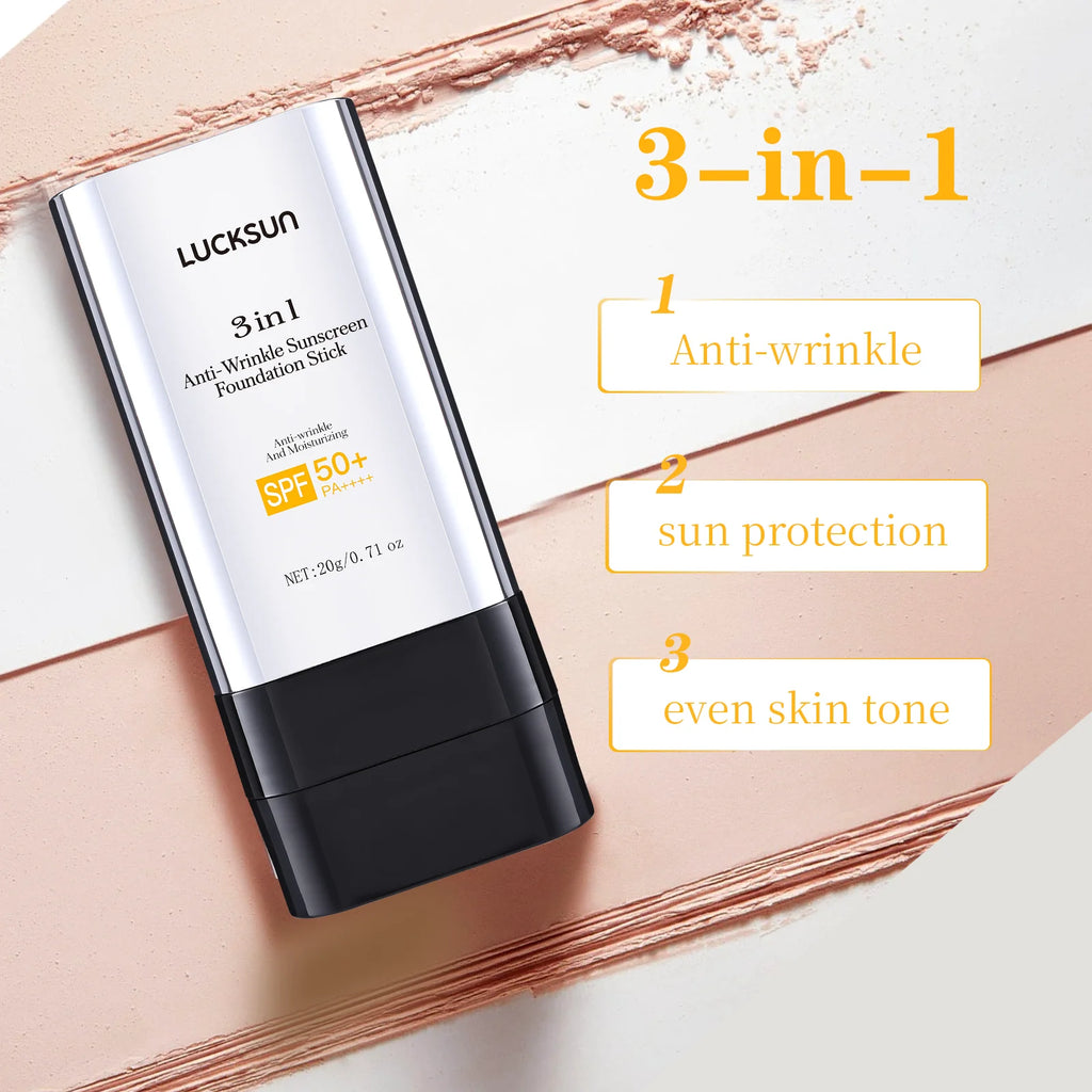 Concealing Foundation Stick 3 Colors with Built-In Brush - Cream Finish Lightweight Oil-control Long Lasting Waterproof Formula
